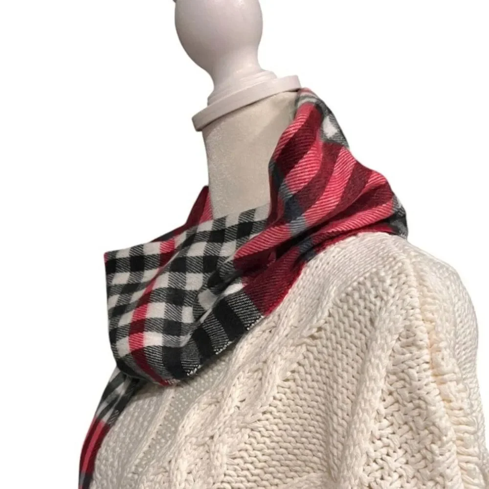 Cejon Tartan Italian Red/Black/White/Gray Plaid Men's Scarf